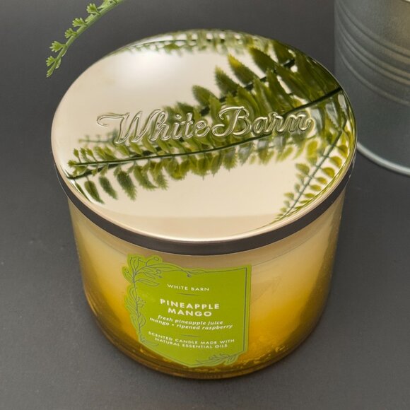 BBW Pineapple Mango White Barn Bath & Body Works 3 Wick Candle - Picture 4 of 10